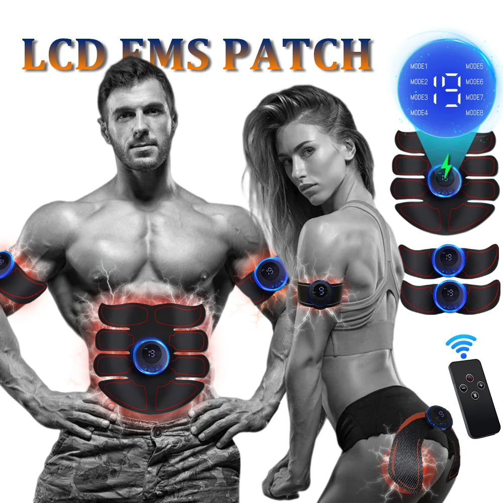 Electric Muscle Stimulator - EMS Abdominal Fitness Trainer with LCD Display