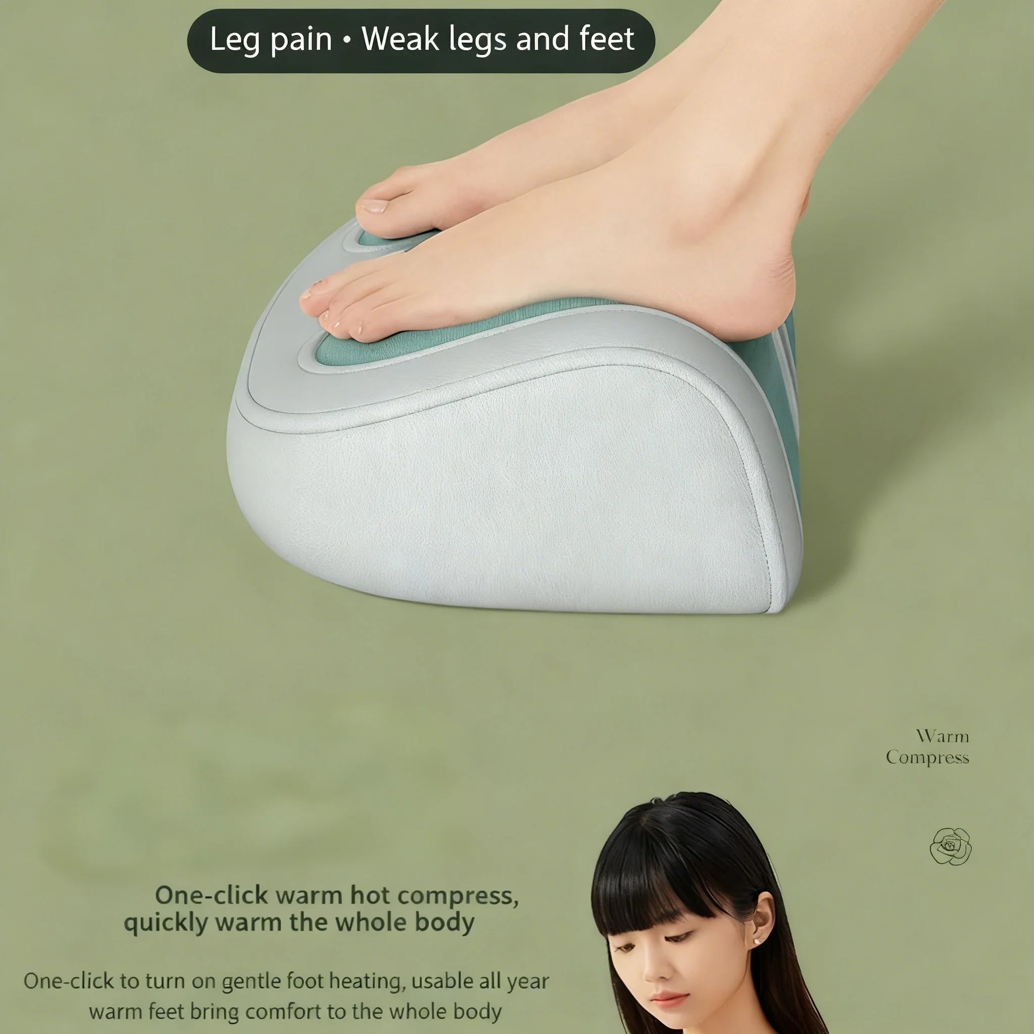Electric Foot Massager Hot Compress Shiatsu Kneading Leg Roller Kneading Calf Deep Relieve Fatigue Relieves Plantar Fasciitis