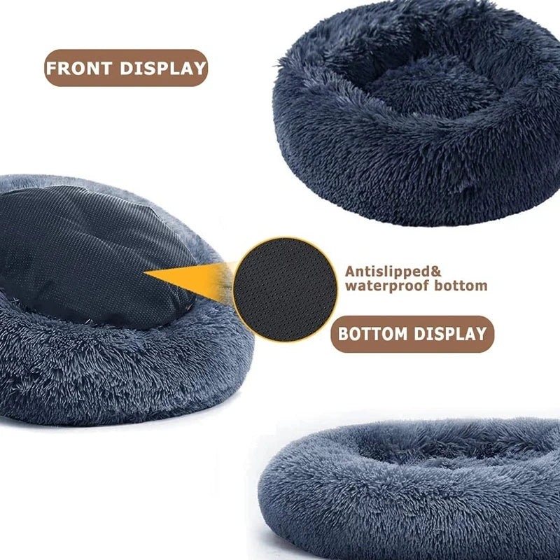 40-90cm 6 Sizes Round Pet Bed for Large Dog Bed Super Soft Cat Bed Plush Dog House for Medium Dog House Winter Warm Sleeping