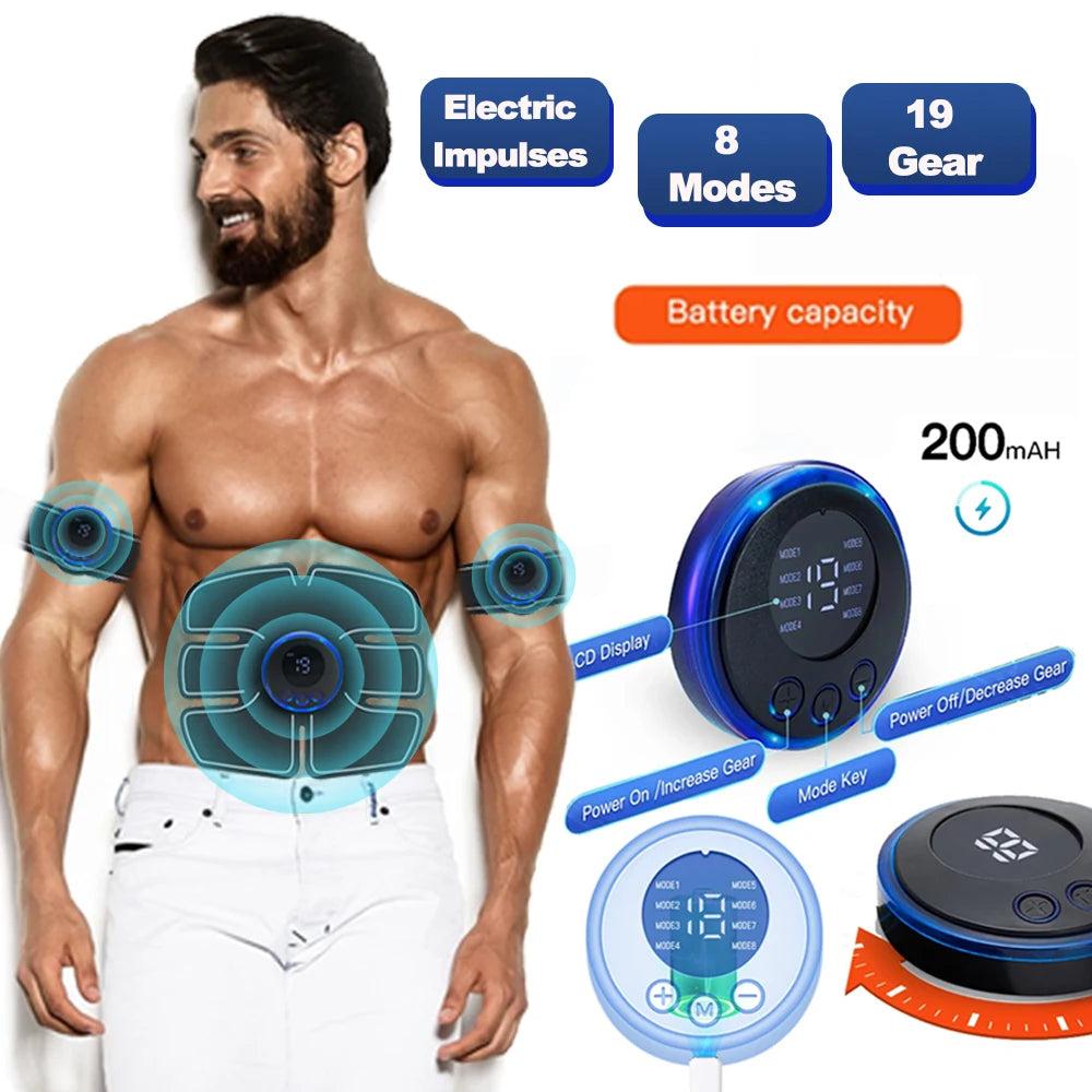 Electric Muscle Stimulator - EMS Abdominal Fitness Trainer with LCD Display